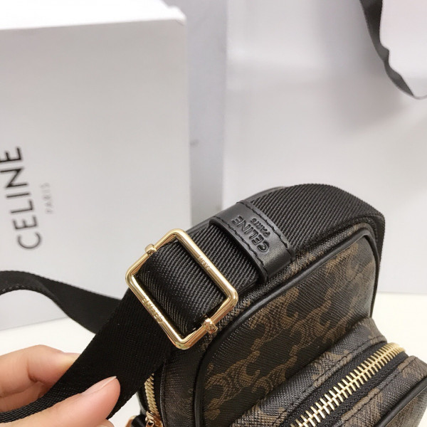 Ce**e mini pocket messenger bag in triomphe canvas and calfskin