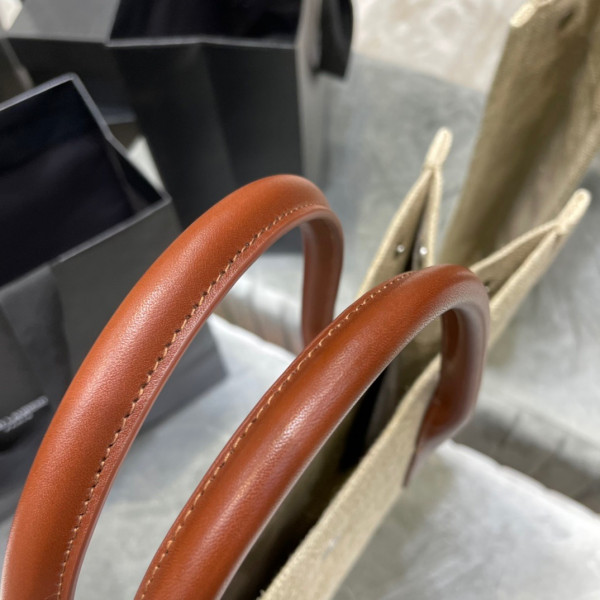 YSL RIVE GAUCHE N/S SHOPPING BAG IN LINEN AND COTTON