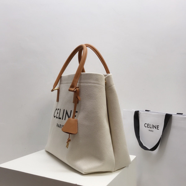 Ce**e horizontal cabas Ce**e in canvas with Ce**e print and calfskin