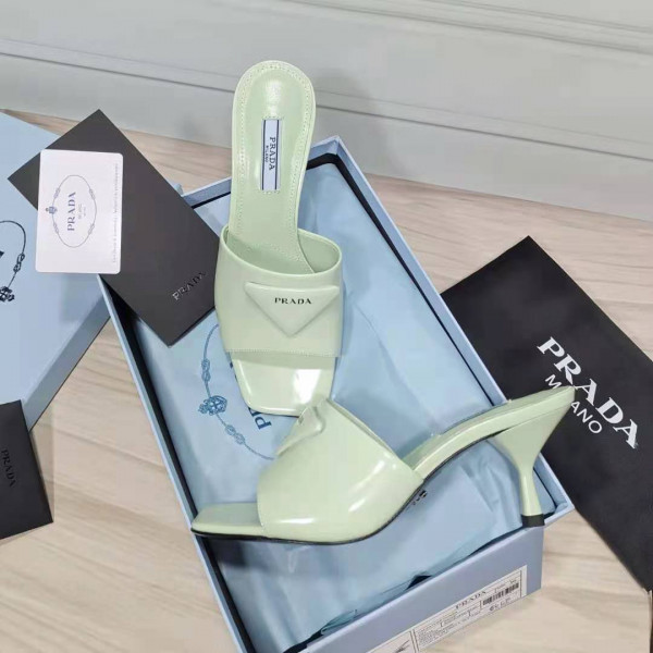 Pra*a brushed leather mid-heeled slides