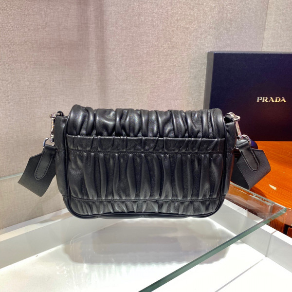 Pra*a gaufré nappa leather shoulder bag
