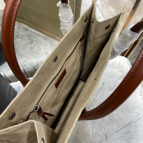 YSL RIVE GAUCHE N/S SHOPPING BAG IN LINEN AND COTTON