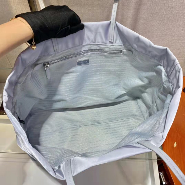 Pra*a re-nylon and saffiano leather tote bag