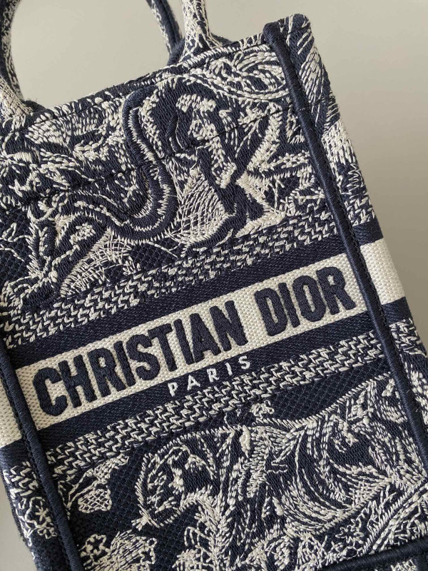 mini D*or book tote phone bag