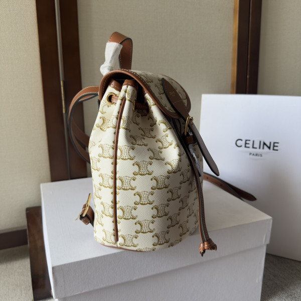 Ce**e mini backpack folco in triomphe canvas and calfskin