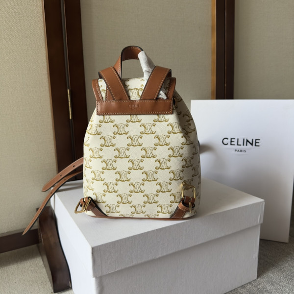 Ce**e mini backpack folco in triomphe canvas and calfskin